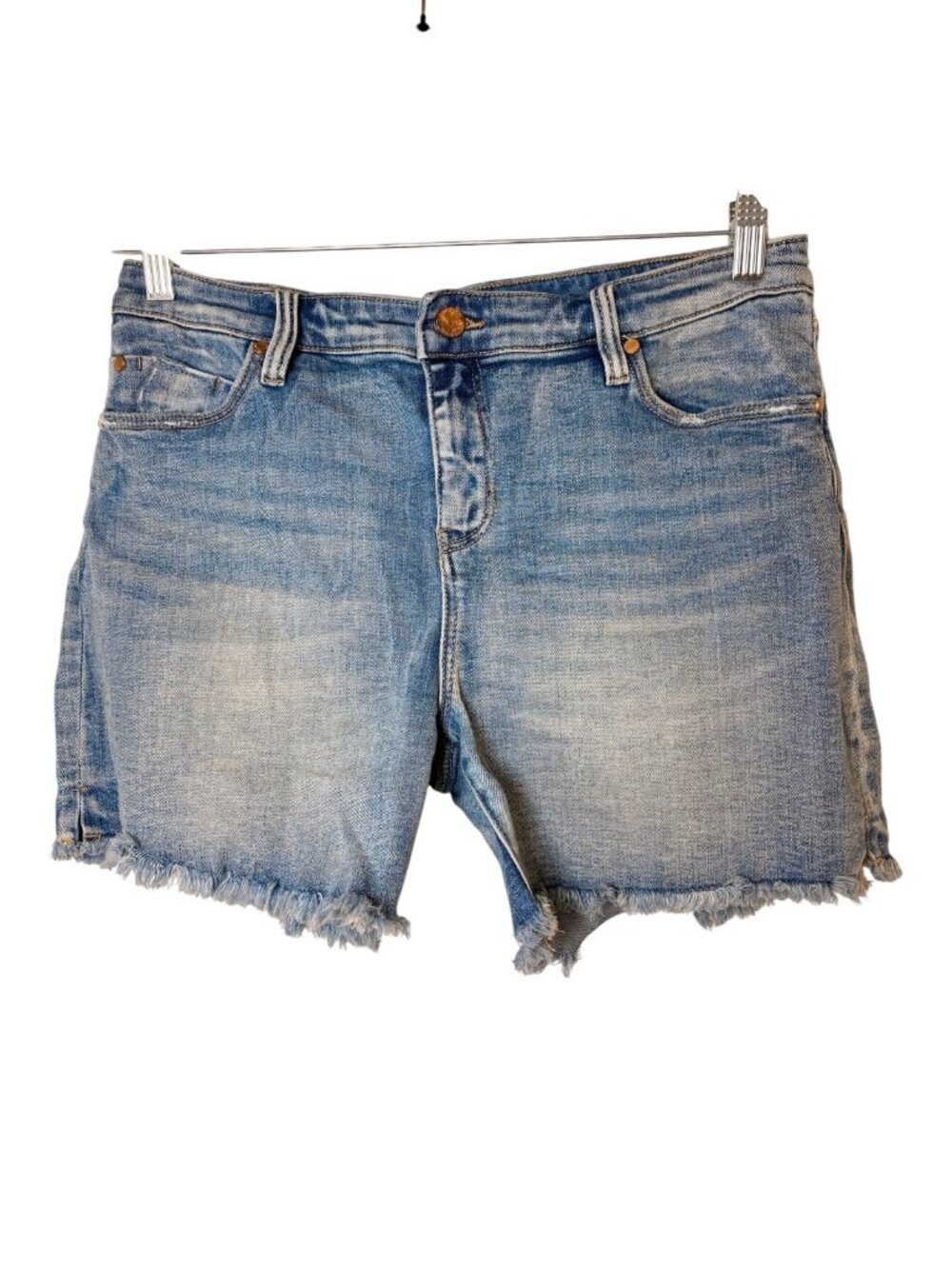 Liverpool Watts Medium Wash Distressed Denim Shorts 4" Inseam Size 10/30